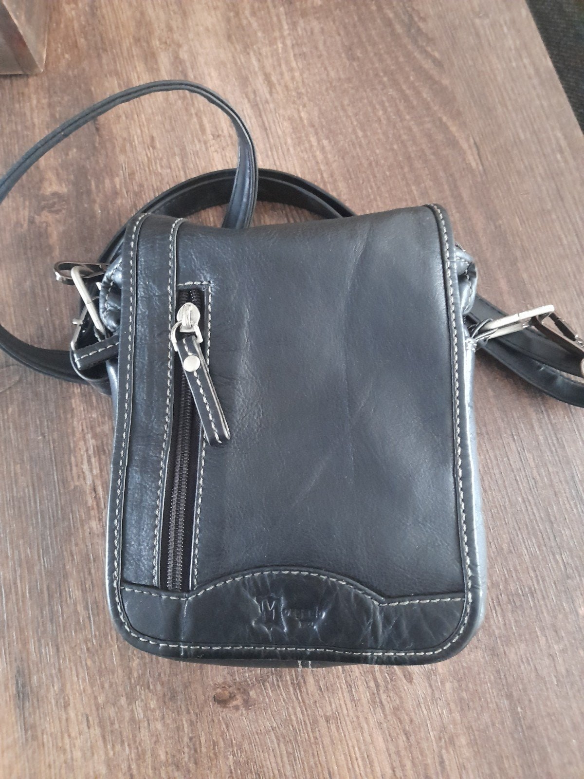 leder heren schouder tas, Sieraden, Tassen en Uiterlijk, Ophalen of Verzenden, Zo goed als nieuw, Zwart