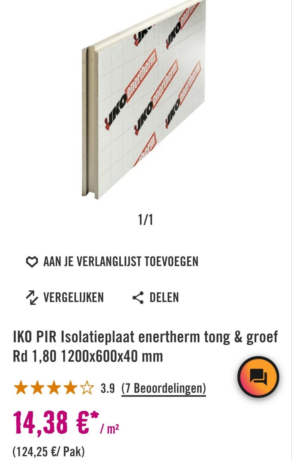 Nieuwe PIR isolatieplaten Hornbach (9 stuks), Ophalen