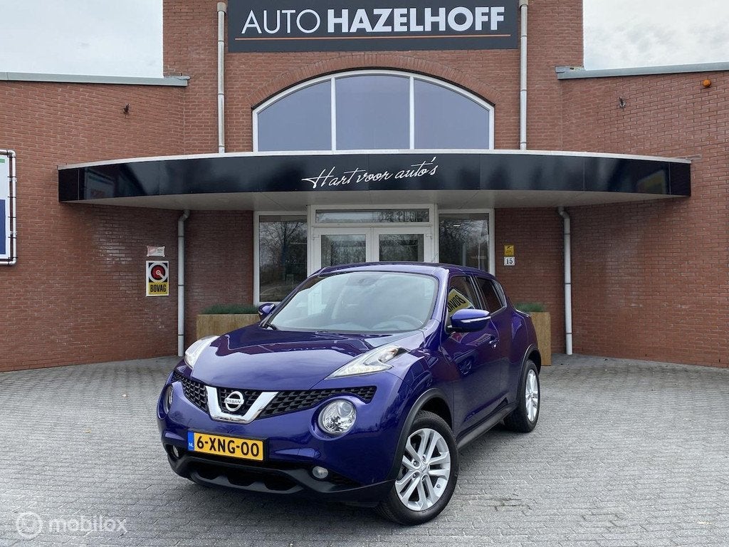Nissan Juke 1.2 DIG-T S/S Acenta met 96.508km | Clima | Crui, Auto's, Nissan, Voorwielaandrijving, Blauw, Origineel Nederlands