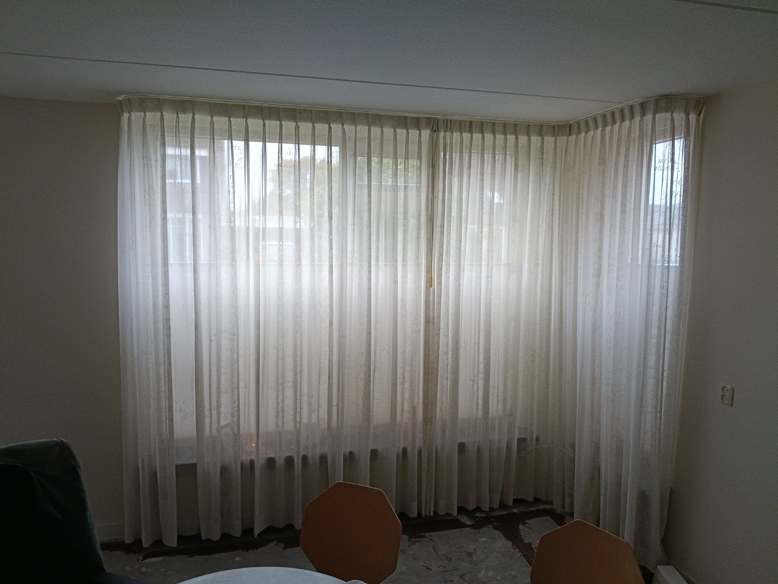 Lichtdoorlatende Vitrage Gordijnen met Tekstprint, Ophalen, 380 cm, 242 cm, Polyester