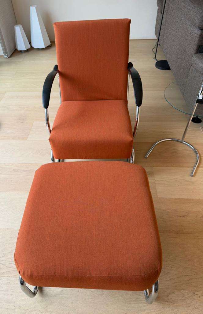 Gispen 407 Dutch Originals fauteuil met hocker, Huis en Inrichting, Fauteuils, Ophalen, Gebruikt, 75 tot 100 cm, Stof