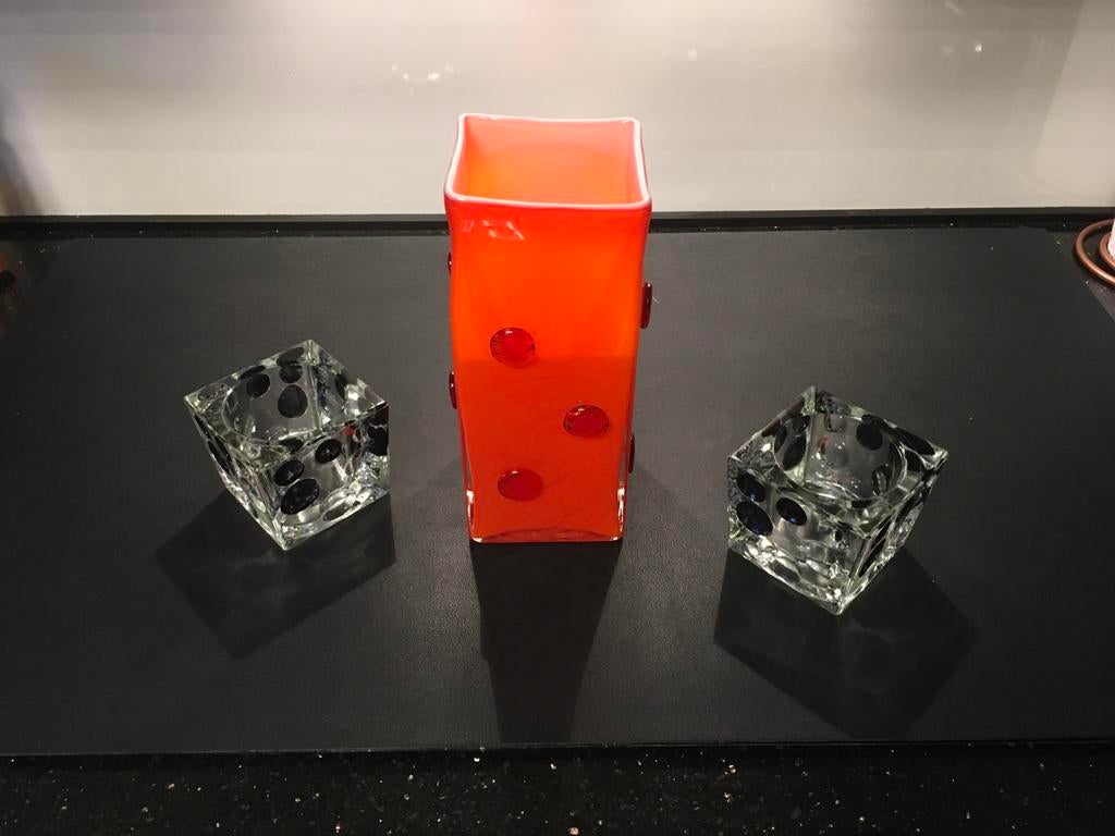 Prachtige oranje vaas met dotten, Ophalen of Verzenden