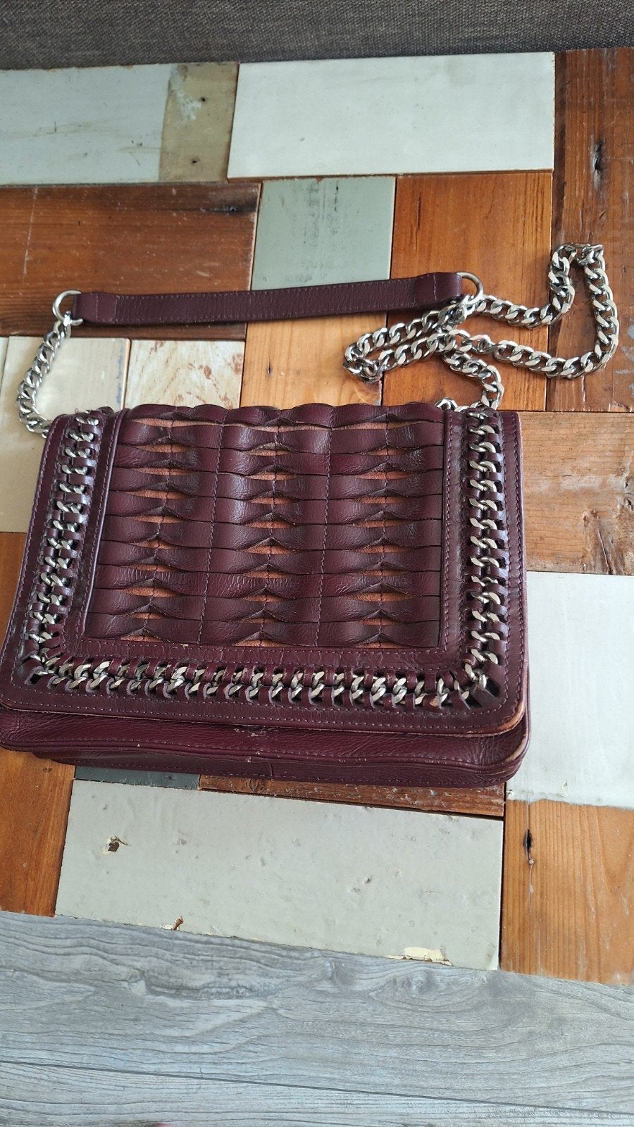 Zara prachtige buffelleren tas, donkerrood, Ophalen of Verzenden, Gebruikt, Rood, Schoudertasje