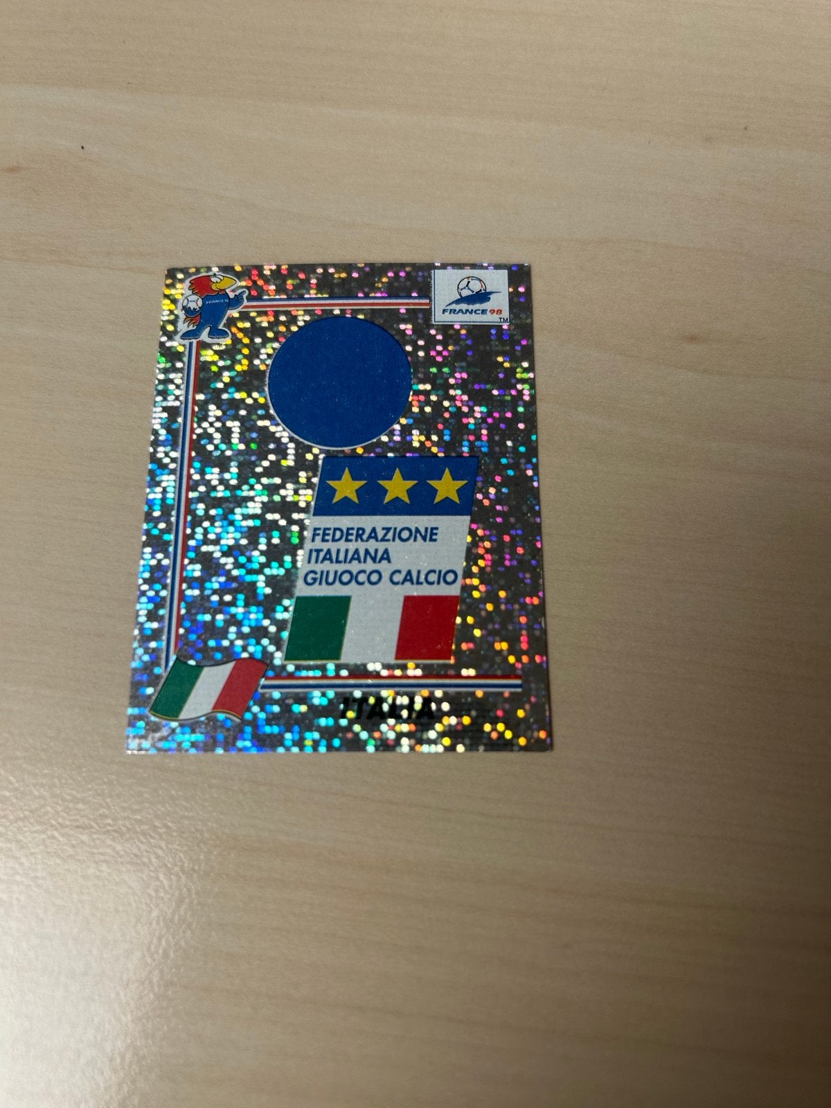 Panini France 98 Embleem - Federazione Italiana Giuoco Calci, Ophalen of Verzenden, Zo goed als nieuw, Sport