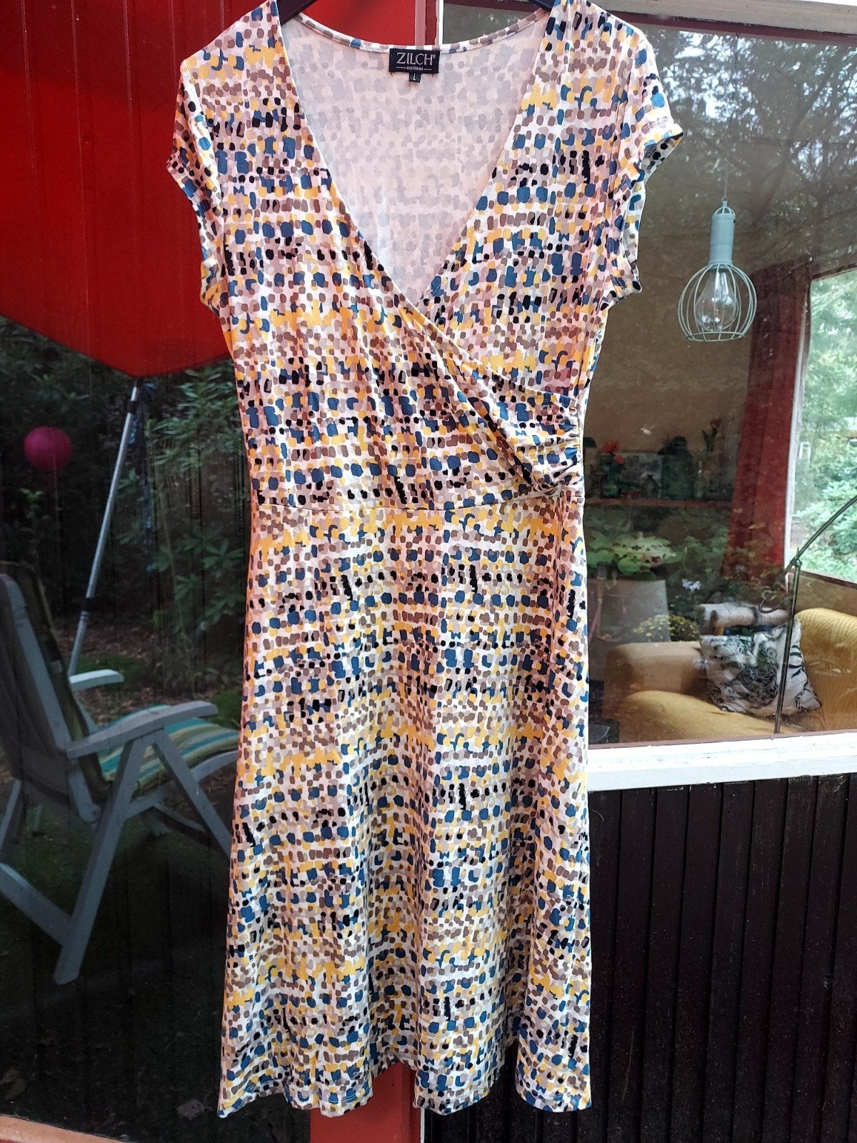 ZILCH Amsterdam Jurk met abstracte print - Maat L, Meerkleurig, Maat 42/44 (L), Ophalen of Verzenden, Zo goed als nieuw