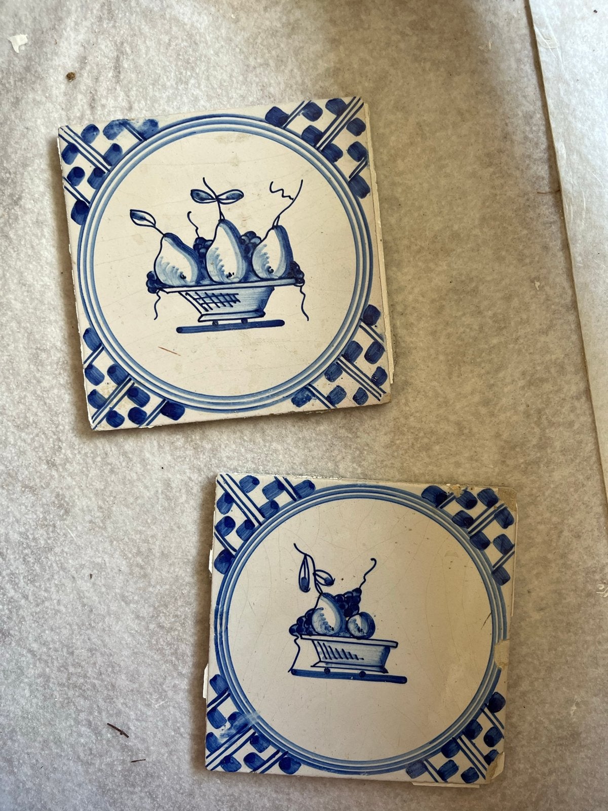 Delfts Blauwe Tegeltjes met Fruitmand, Ophalen