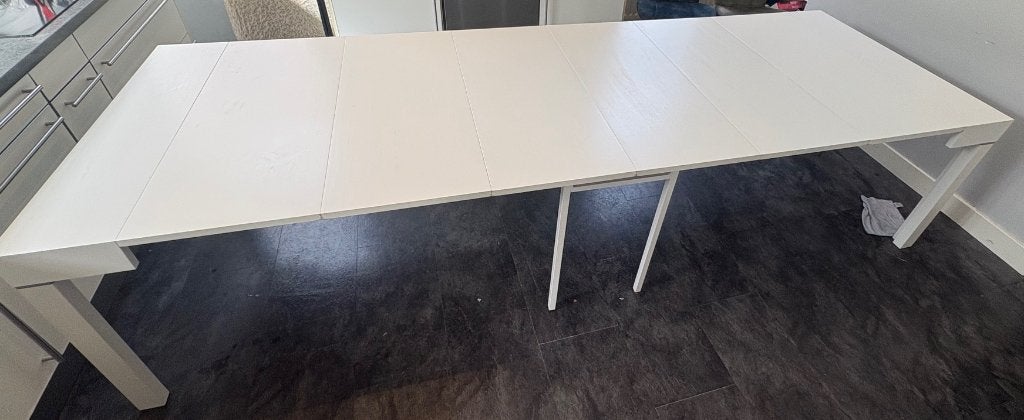uitschuiftafel, Huis en Inrichting, Tafels | Eettafels, Gebruikt, 100 tot 150 cm, 200 cm of meer, Vijf personen of meer, Rechthoekig