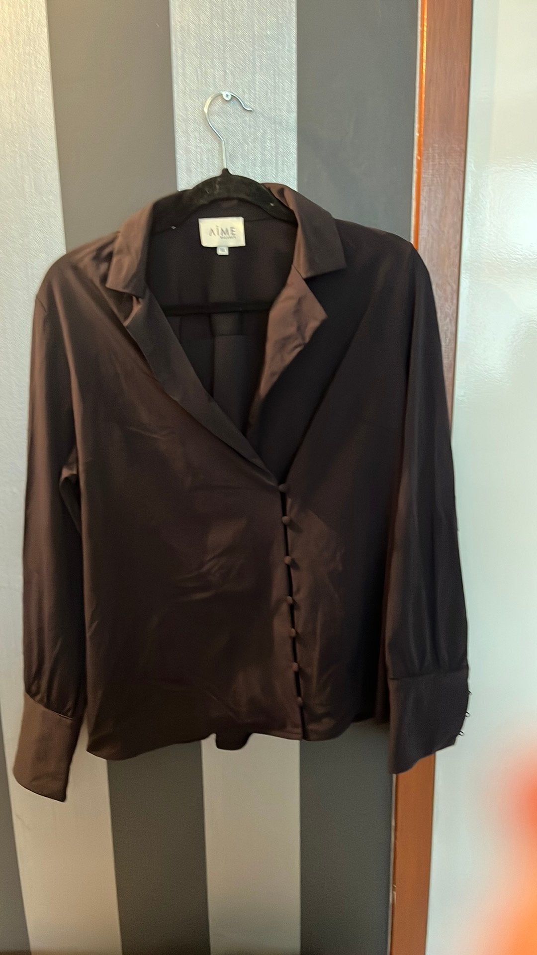 Zwart travelstof blouse maat xl merk ^aime, Ophalen of Verzenden, Zo goed als nieuw, Maat 46/48 (XL) of groter, Zwart