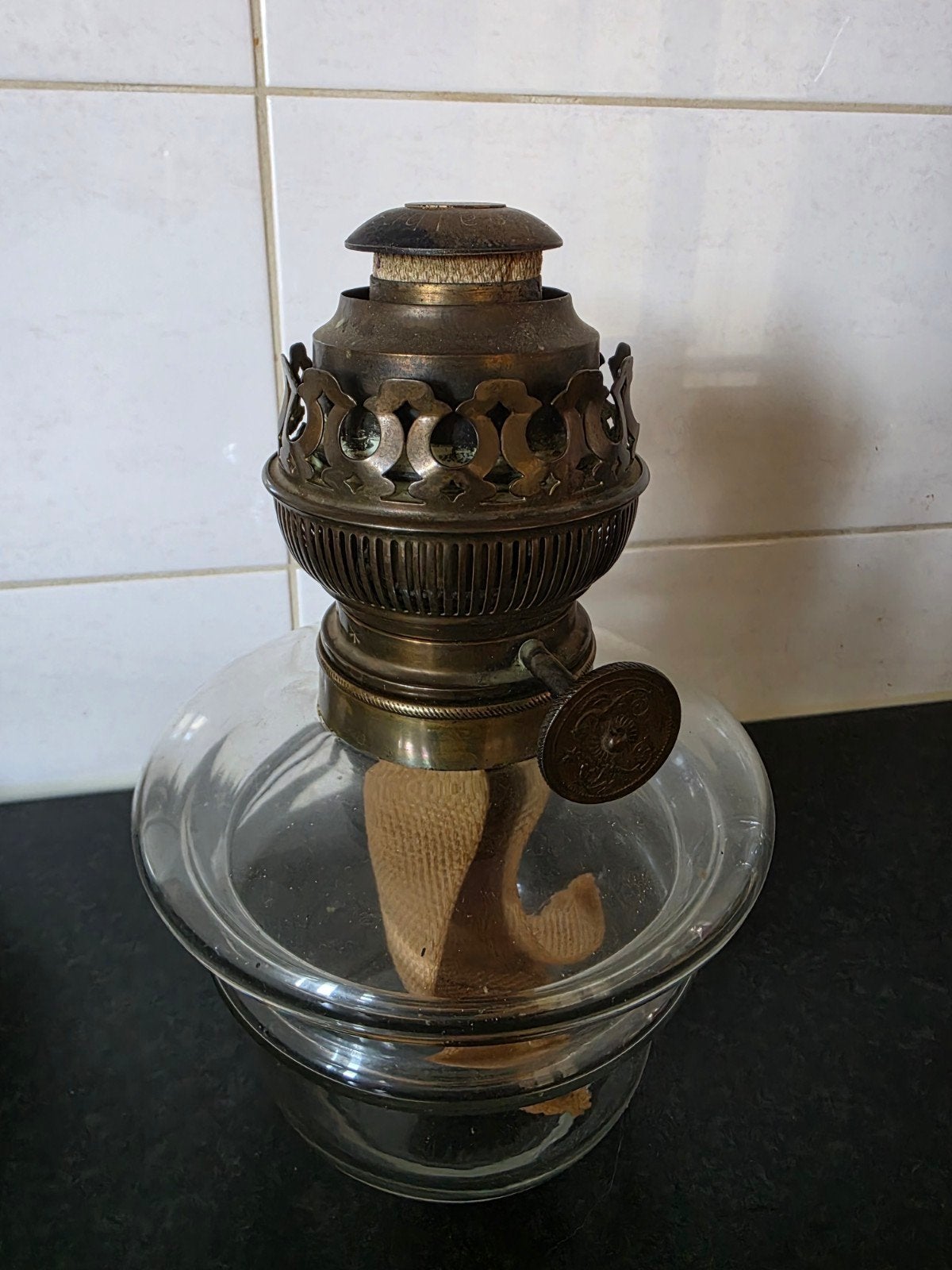 Antieke olielamp of petroleumlamp, Ophalen of Verzenden