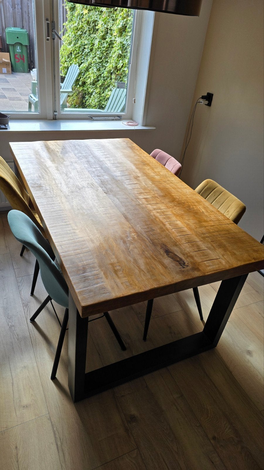 Mangohout eettafel 160x90, Ophalen, 50 tot 100 cm, Zo goed als nieuw, 150 tot 200 cm