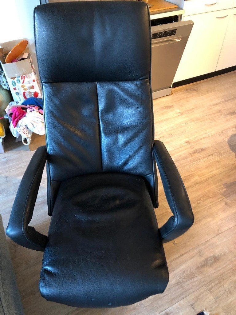 Prominent Relax fauteuil stoel elektrisch, leder, zwart, Huis en Inrichting, Ophalen, Minder dan 75 cm, Zo goed als nieuw, Leer