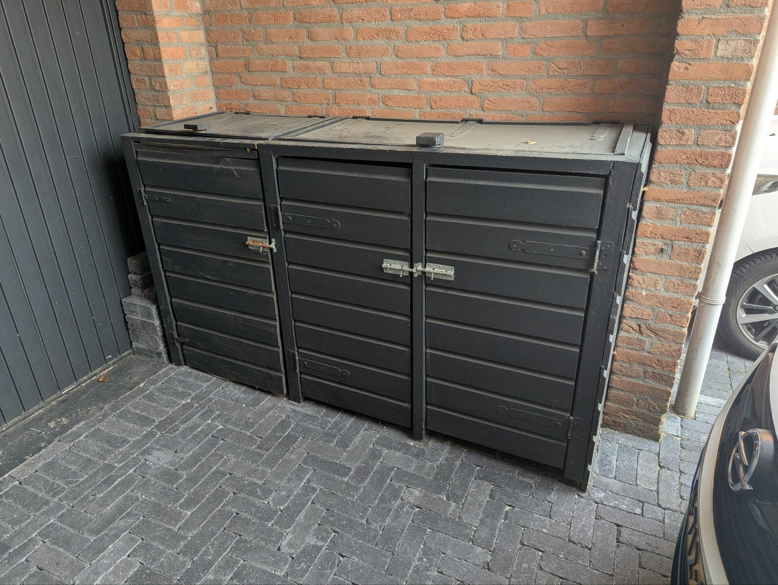 Kliko ombouw voor 3 containers - Zwart hout, Ophalen, Gebruikt
