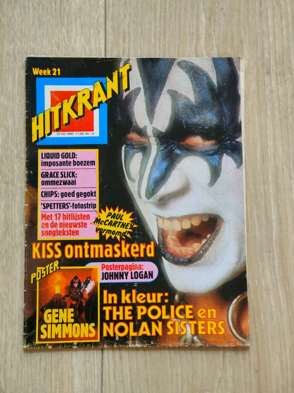 Hitkrant week 21 van 1980 Kiss cover en artikel, Ophalen of Verzenden, 1980 tot heden, Tijdschrift