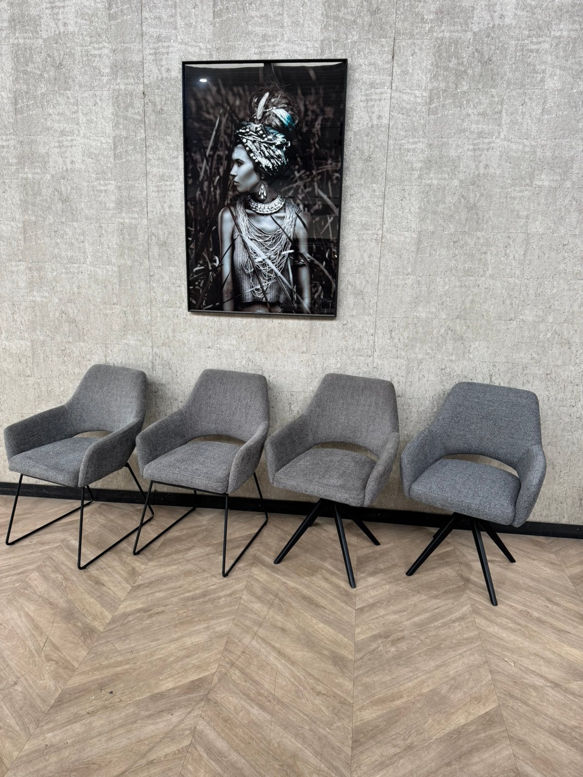 Setje van 4 Jesperhome Yanai antraciet *showroom, Huis en Inrichting, Stoelen, Gebruikt, Ophalen of Verzenden, Metaal, Vier