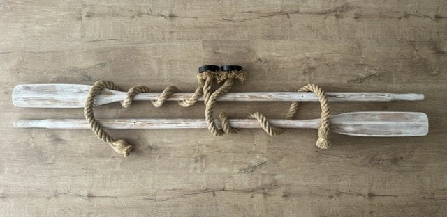 Touwlampen & roeiriemen, unieke maritieme set, decoratief, Ophalen, Gebruikt, Overige stijlen, Natuurlijk materiaal