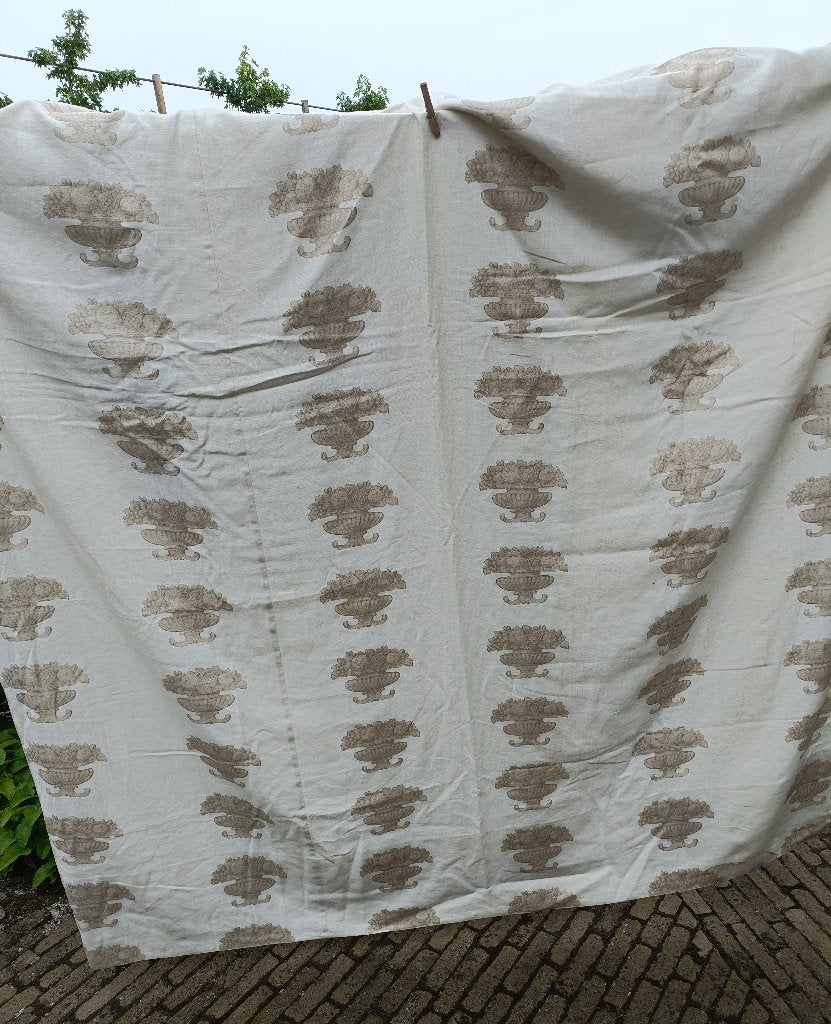 GEVOERD gordijn linnen zonwerend verduisterend 105x260 (KG24, Ophalen of Verzenden, Gebruikt, Beige