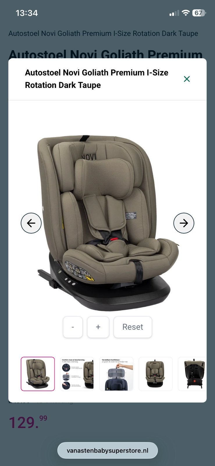 Novi kinderstoel draai aar, Kinderen en Baby's, 0 t/m 18 kg, Verstelbare rugleuning, Zo goed als nieuw, Isofix