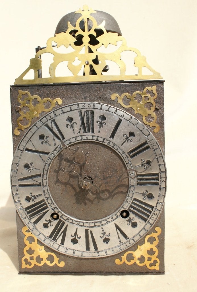 Comtoise fret klokje met tinnen cijferring. 19,2 cm., Ophalen of Verzenden