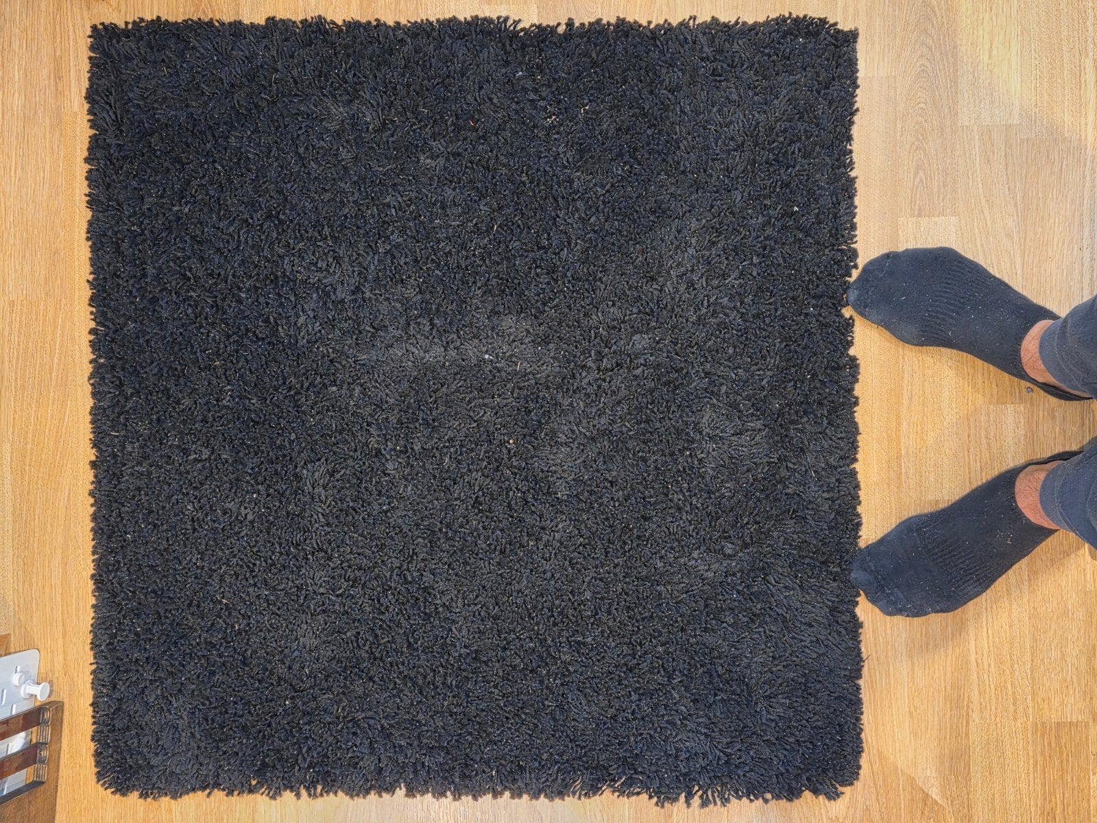 IKEA HAMPEN vloerkleed zwart 80x80cm, Ophalen, Gebruikt, 50 tot 100 cm, Zwart