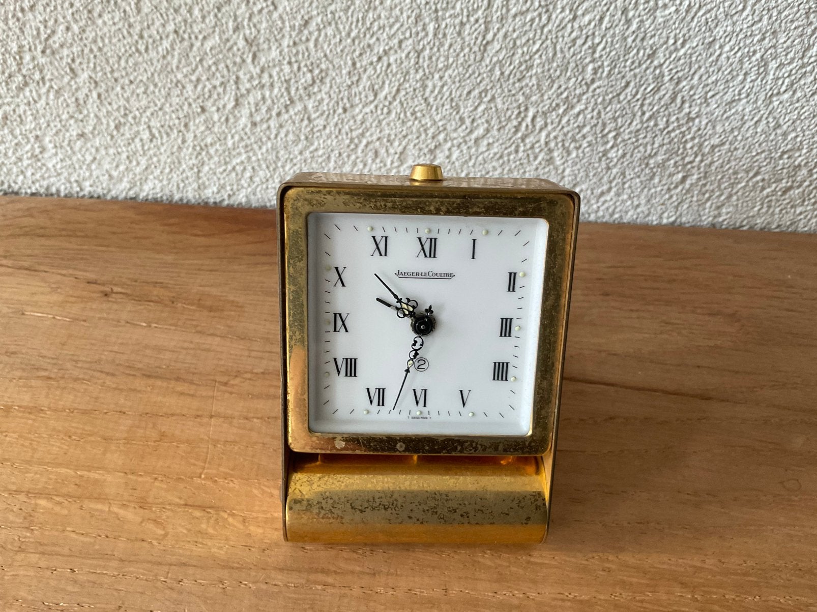 Vintage Jeager-LeCoultre reiswekker of bureauklokje, Ophalen of Verzenden, Gebruikt, Analoog