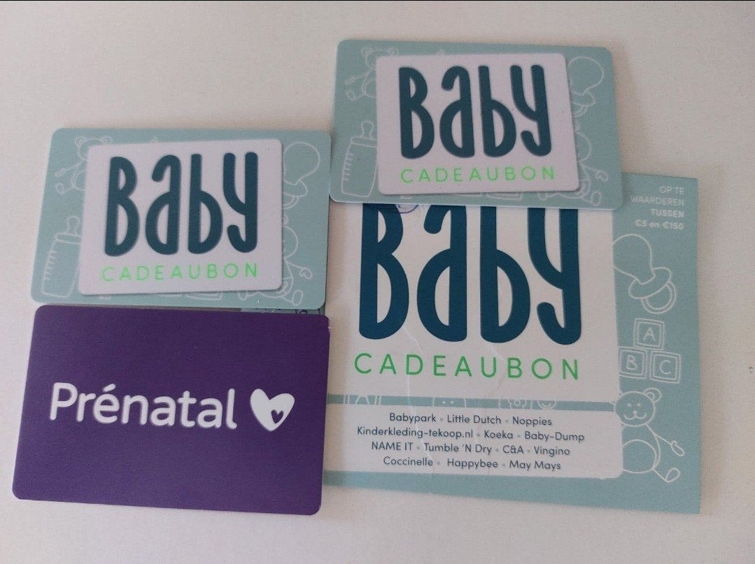 Cadeaubon prenatal (€50) en baby(€25) + korting +zie foto2!, Eén persoon, Cadeaubon