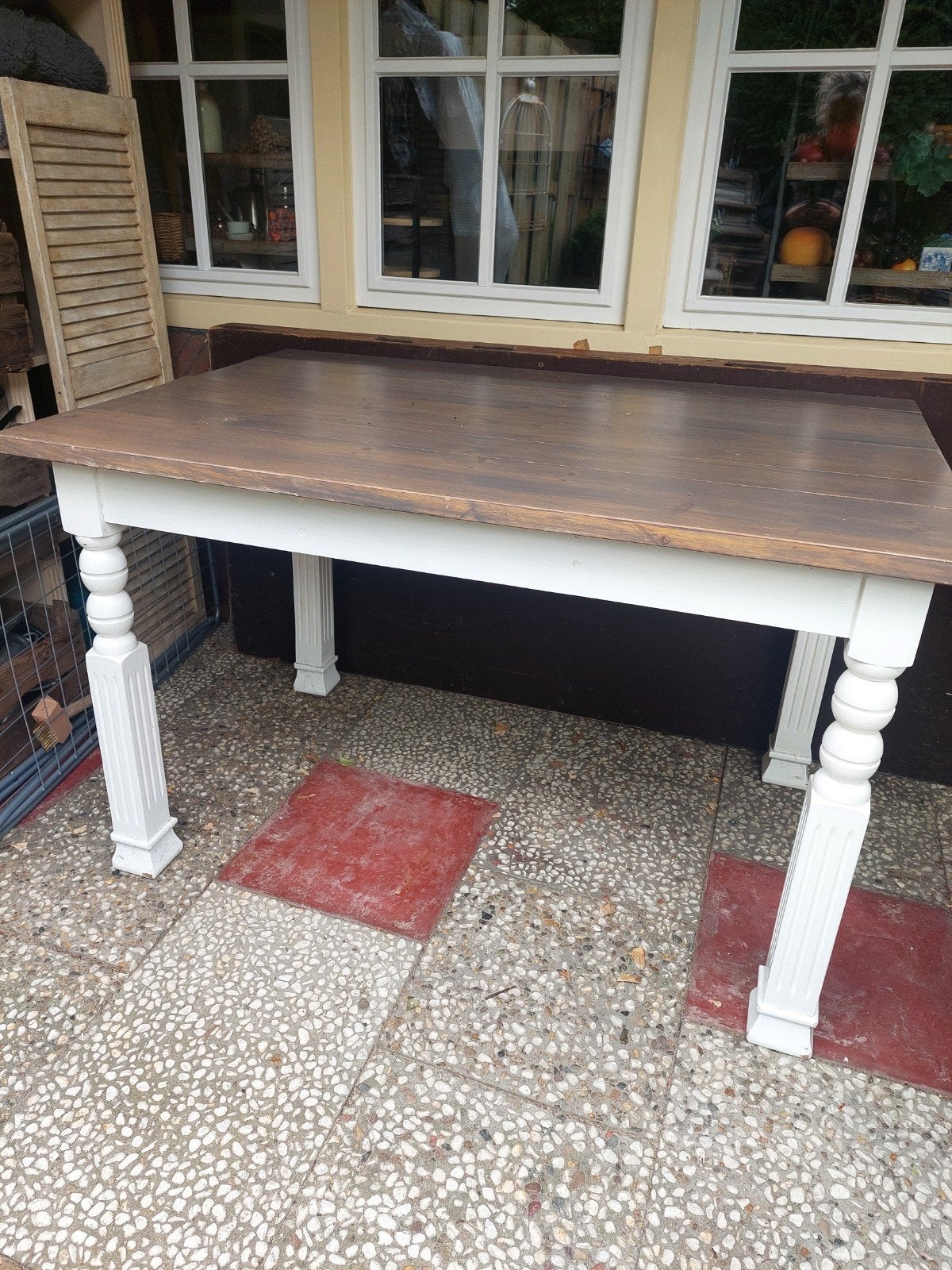 Landelijke kleine eettafel, Huis en Inrichting, Ophalen, 100 tot 150 cm, 50 tot 100 cm, Vier personen
