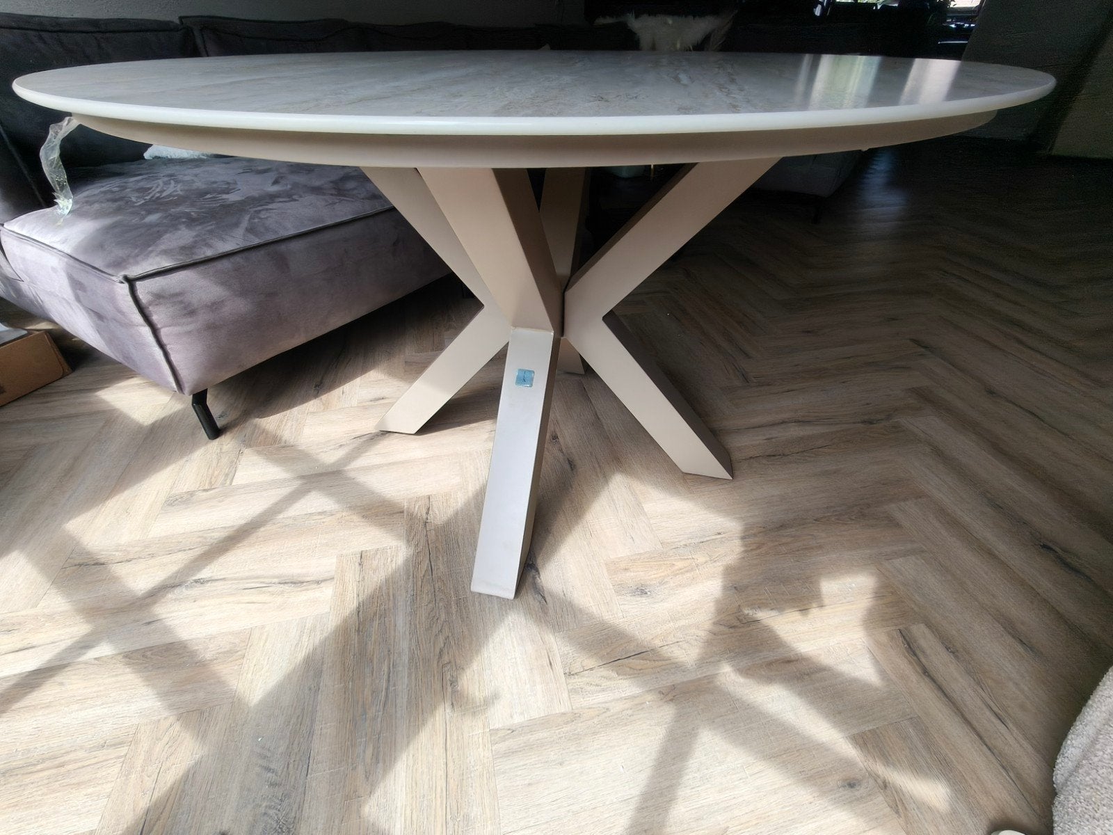 Tuintafel poot beige NIEUW in verpakking! (zónder blad), Ophalen, Gebruikt
