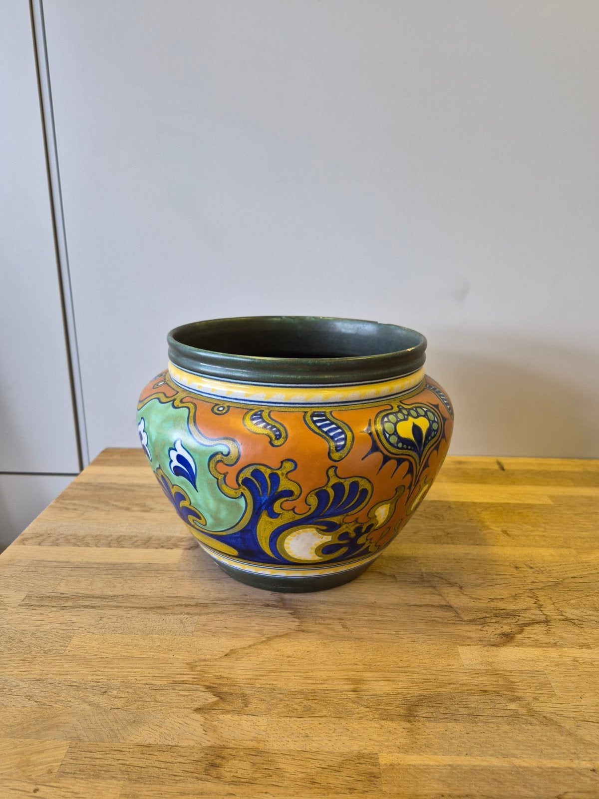 Antieke Rhodiam Gouda Holland Pot - Sierlijke Bloempot, Antiek en Kunst, Ophalen