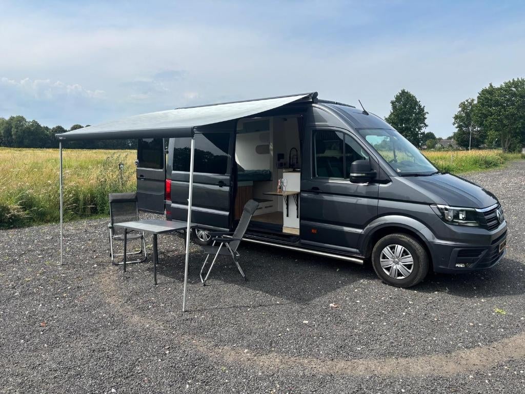 VW Crafter L3H3 Buscamper 2018 | Volledig Off‑Grid | Victron, Auto's, Volkswagen, Bedrijf, Overige modellen, Luifel, Schuifdeur