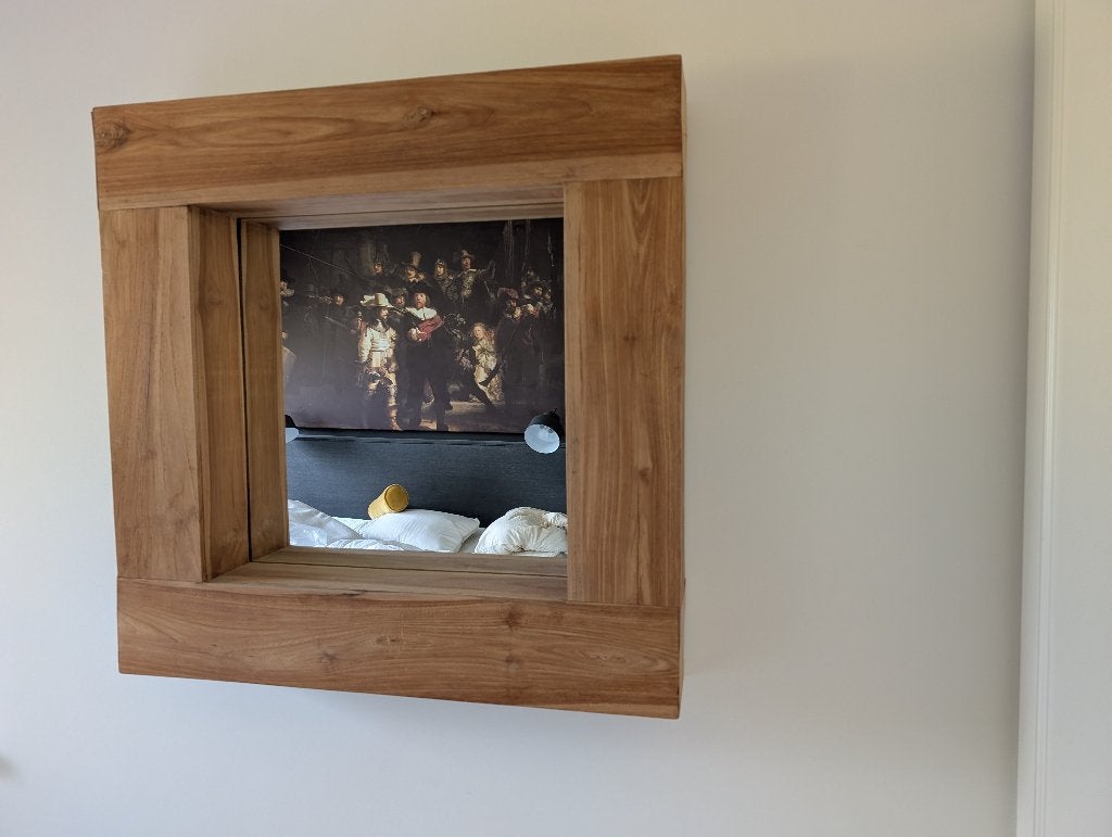 Spiegel, Huis en Inrichting, Woonaccessoires | Spiegels, Ophalen, Vierkant, Zo goed als nieuw, 75 tot 100 cm