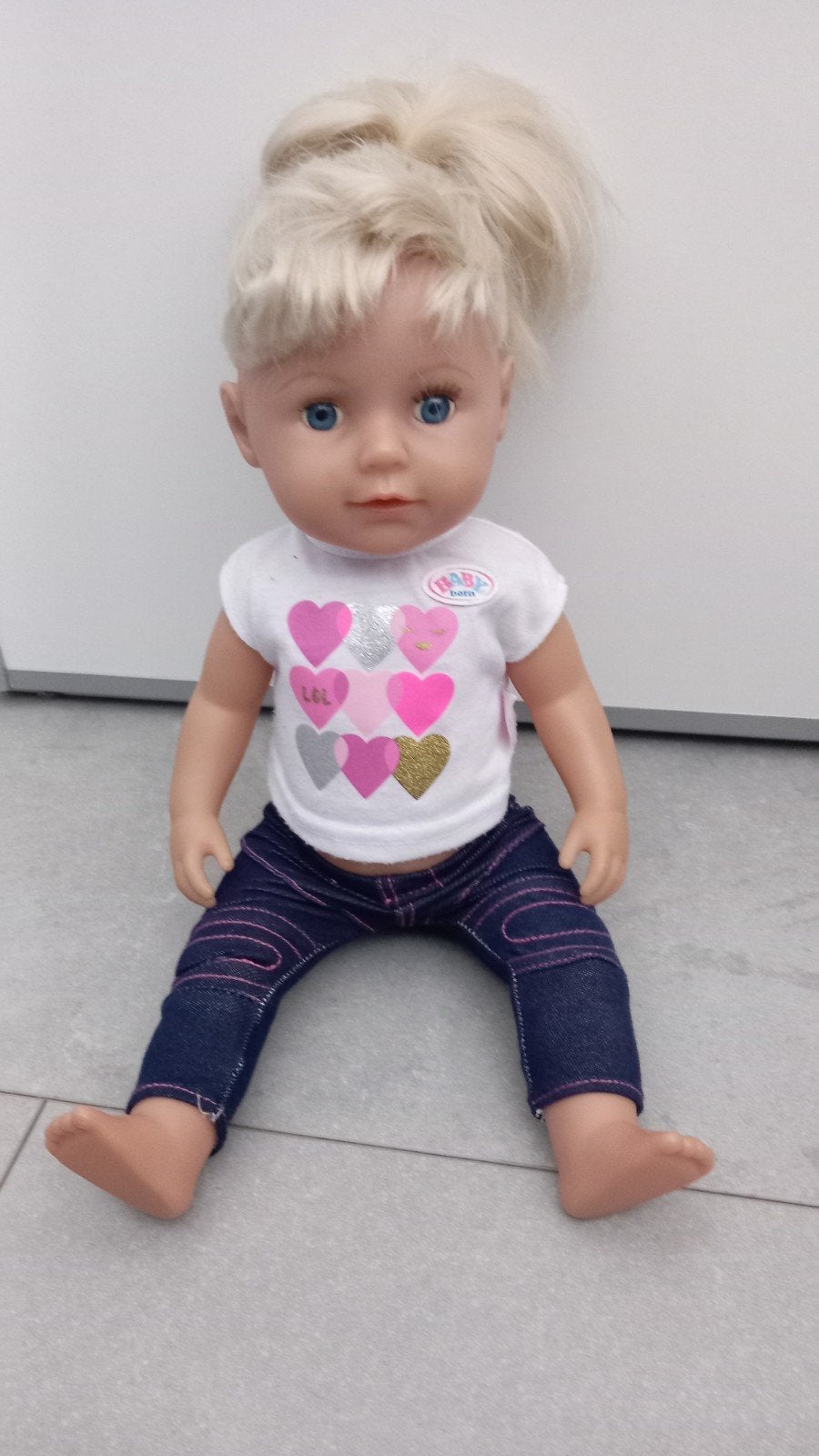 Baby born grote zus met broek shirt en jas, Ophalen of Verzenden, Zo goed als nieuw, Babypop