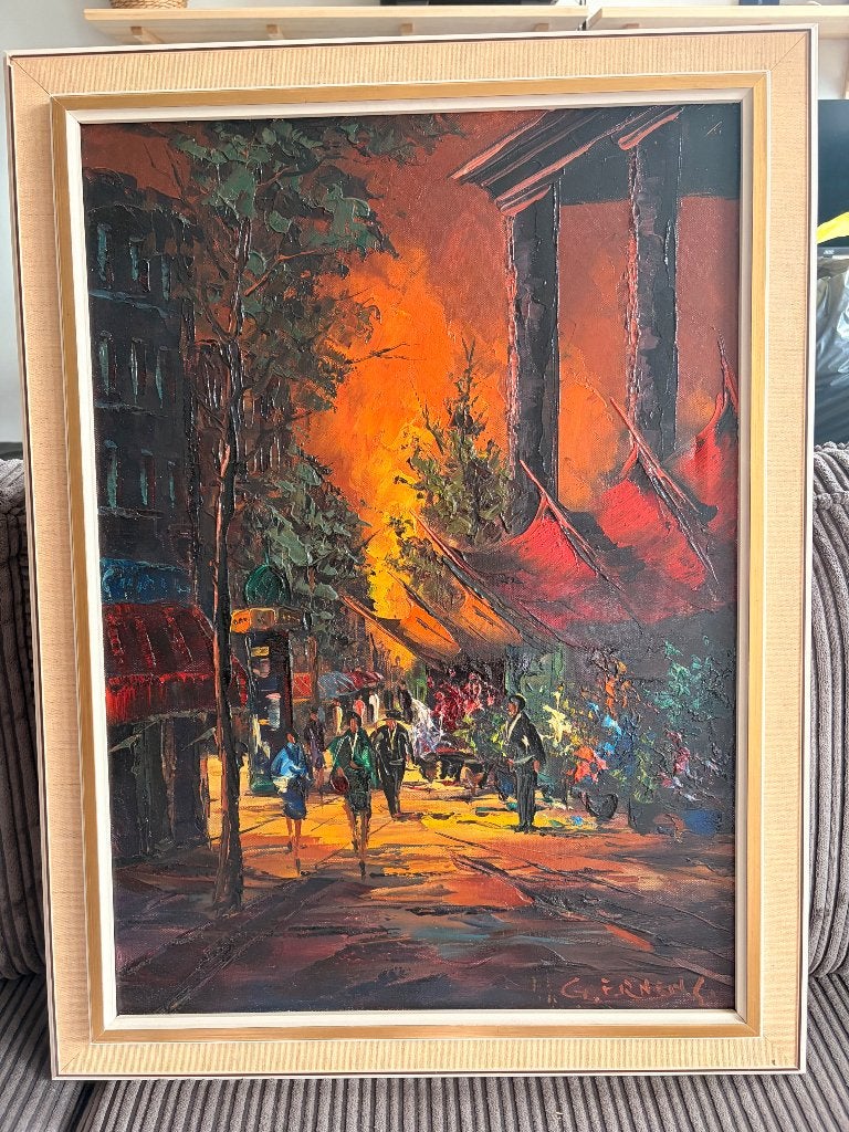 Schilderij gesigneerd G.J. Ernens, Ophalen, Doek, Gesigneerd, Olieverf