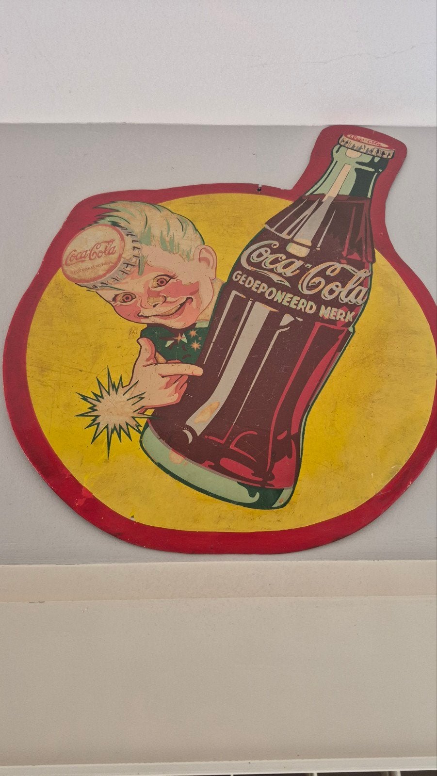Vintage Coca-Cola Emaille Reclamebord - Gedeponeerd Merk, Antiek en Kunst, Ophalen of Verzenden