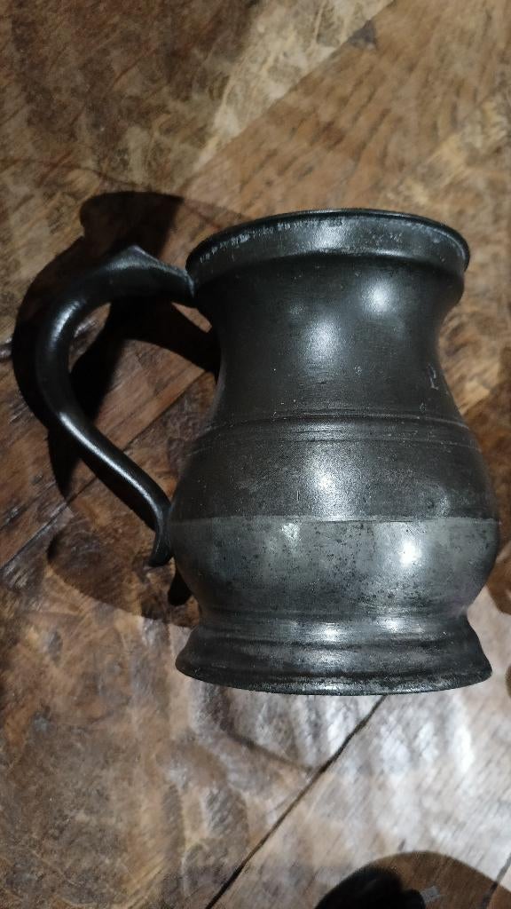 Oude tinnen pintkan met oor, Ophalen of Verzenden