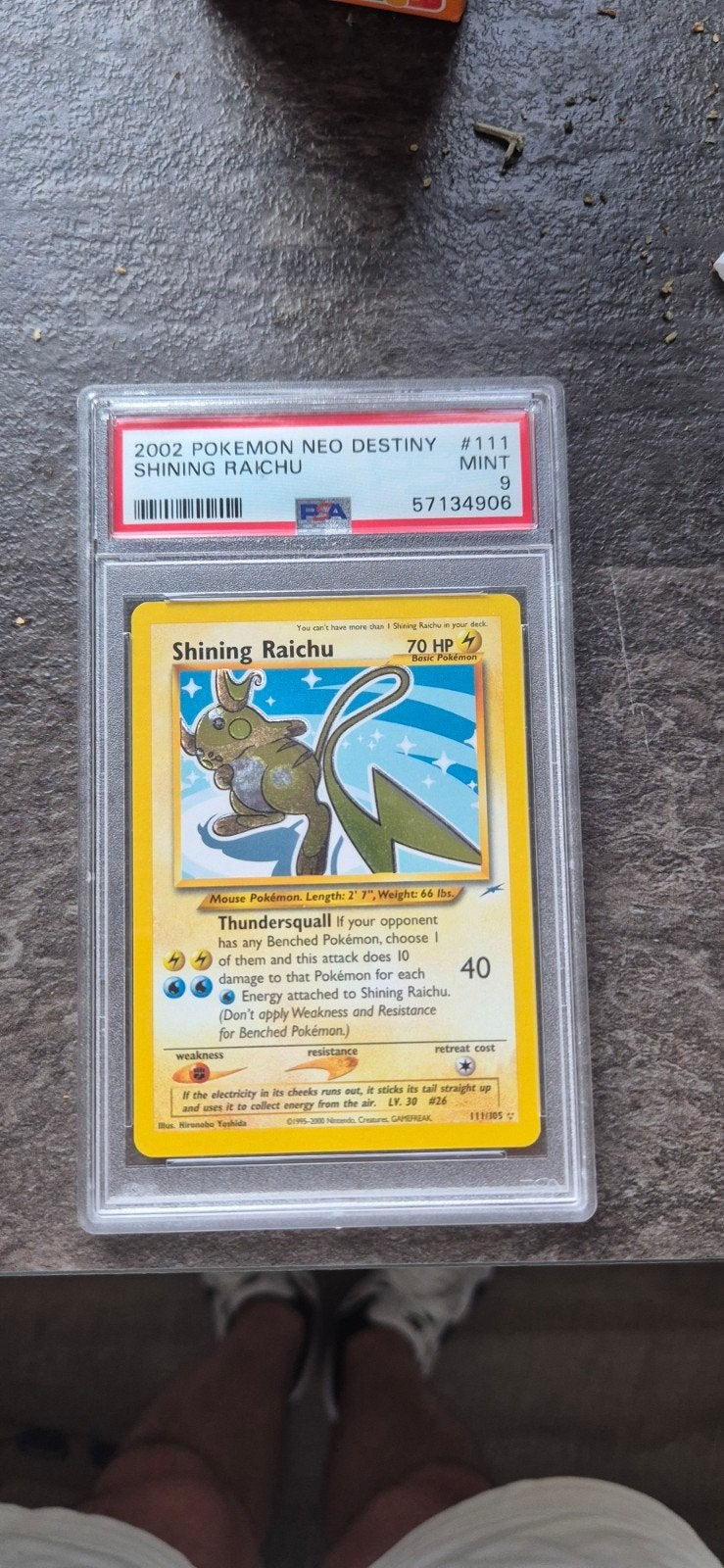 Shining Raichu PSA 9 - 2002 Pokemon Neo Destiny #111, Ophalen of Verzenden, Zo goed als nieuw, Losse kaart, Foil