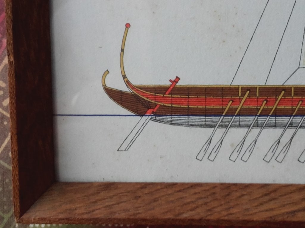 Antieke Engelse ingelijste gravure van een oorlogsschip., Antiek en Kunst, Ingelijst, Militair, Ophalen of Verzenden, Gravure
