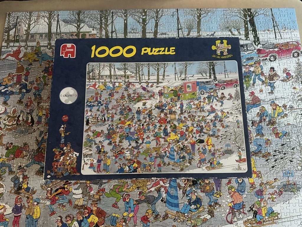 op glad ijs, Ophalen of Verzenden, 500 t/m 1500 stukjes, Zo goed als nieuw, Legpuzzel