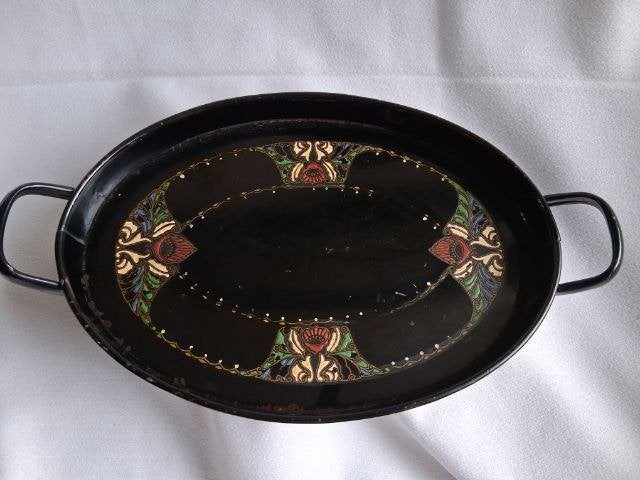 Art nouveau emaille dienblaadje, Ophalen of Verzenden