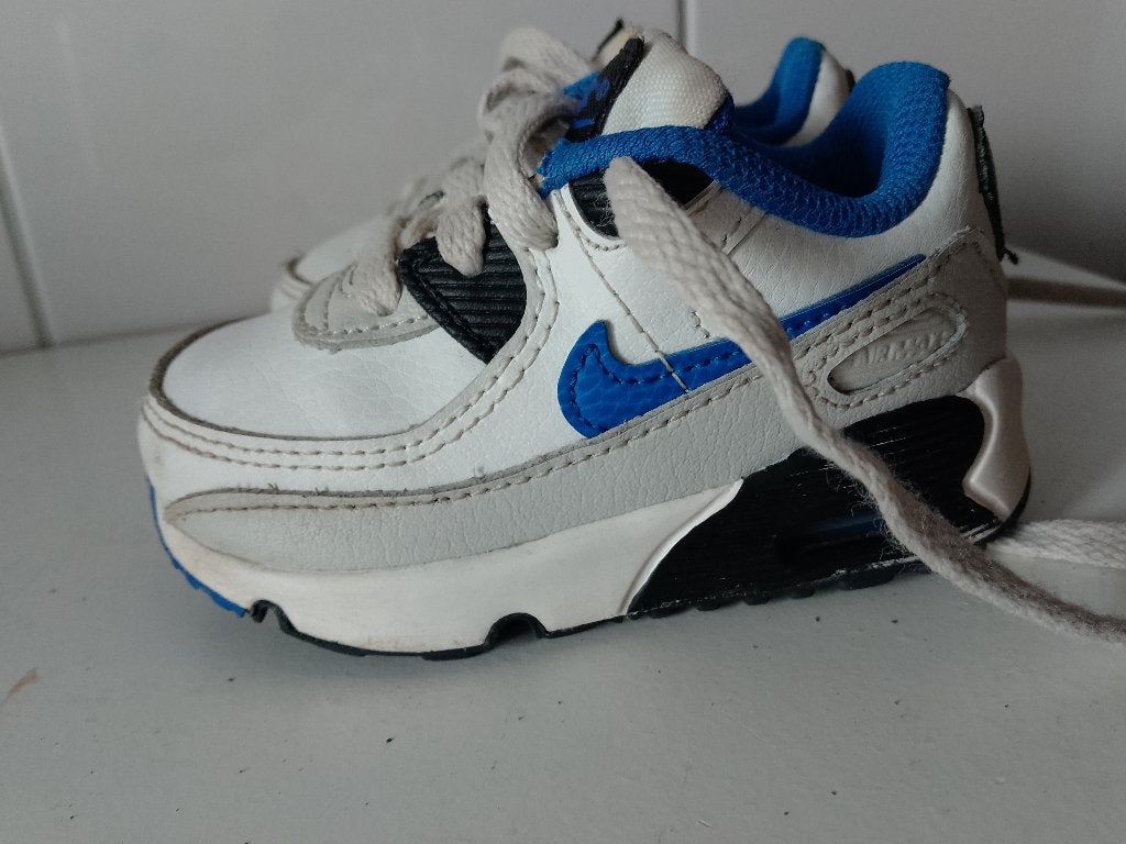 Nike Air Max 90 LTR (TD) - Wit/Racer Blue - Maat 19.5, Schoentjes, Jongetje of Meisje, Ophalen of Verzenden, Zo goed als nieuw