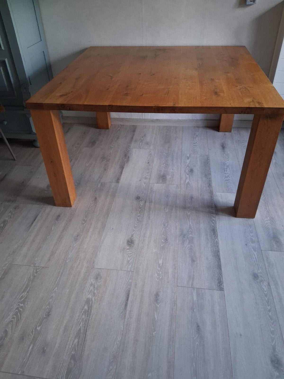 Houten eettafel, Huis en Inrichting, Tafels | Eettafels, Ophalen, Vierkant, Vijf personen of meer, Overige houtsoorten