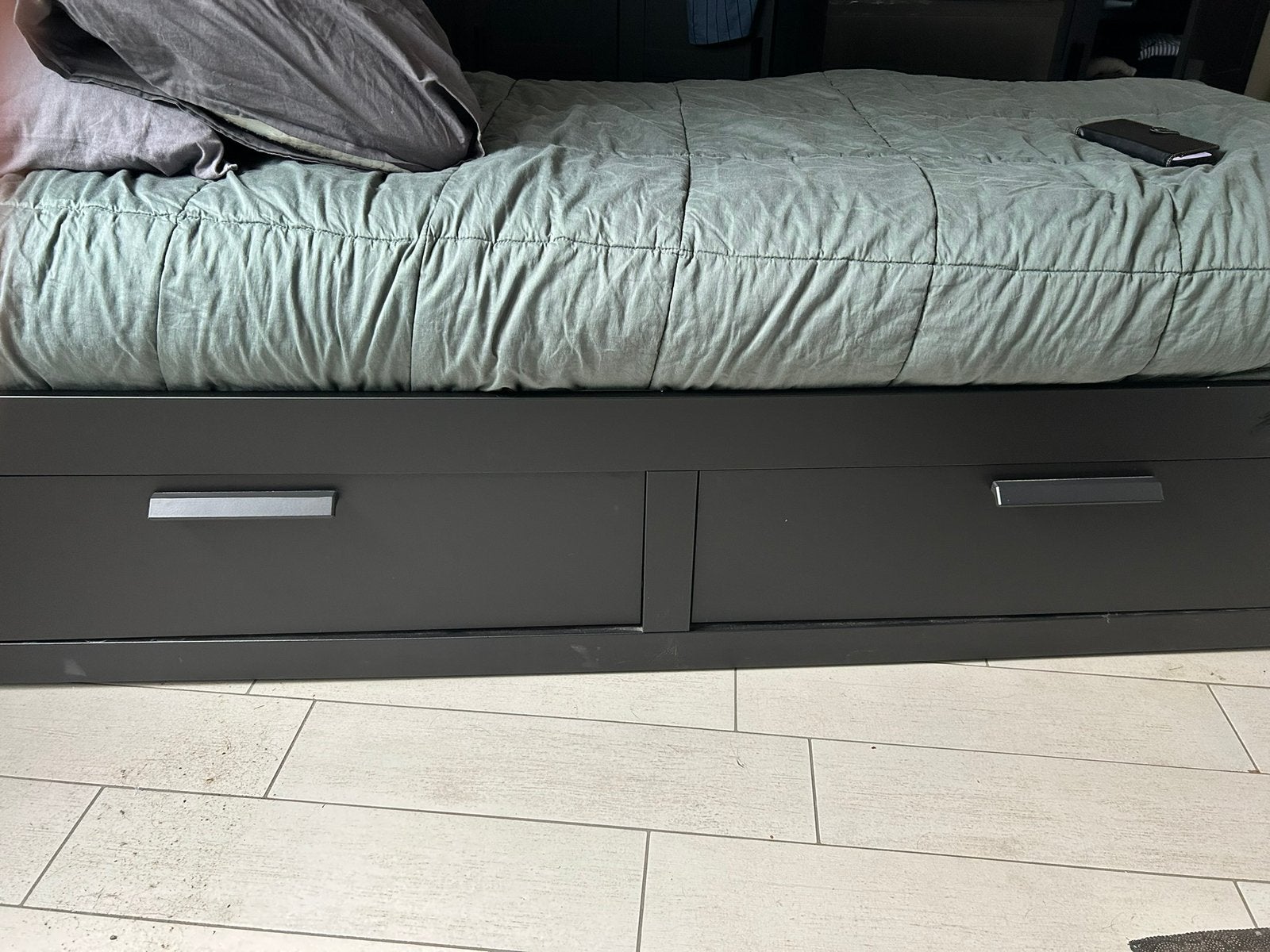IKEA Hemnes Dagbed met 2 matrassen en lades, Ophalen, Gebruikt, Eenpersoons, Zwart