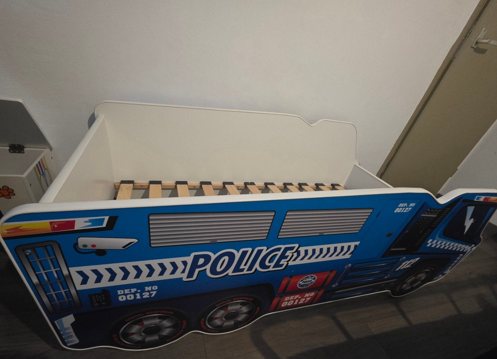 Stoer Politie Peuterbed Truck (70x140), Ophalen, Gebruikt, Blauw, 190 cm of minder