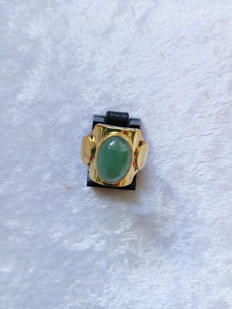 Mooie Goud op Zilveren Ring met Aventurijn -maat 16 - 16 1/4, Verzenden, Zilver, Ring, Verguld