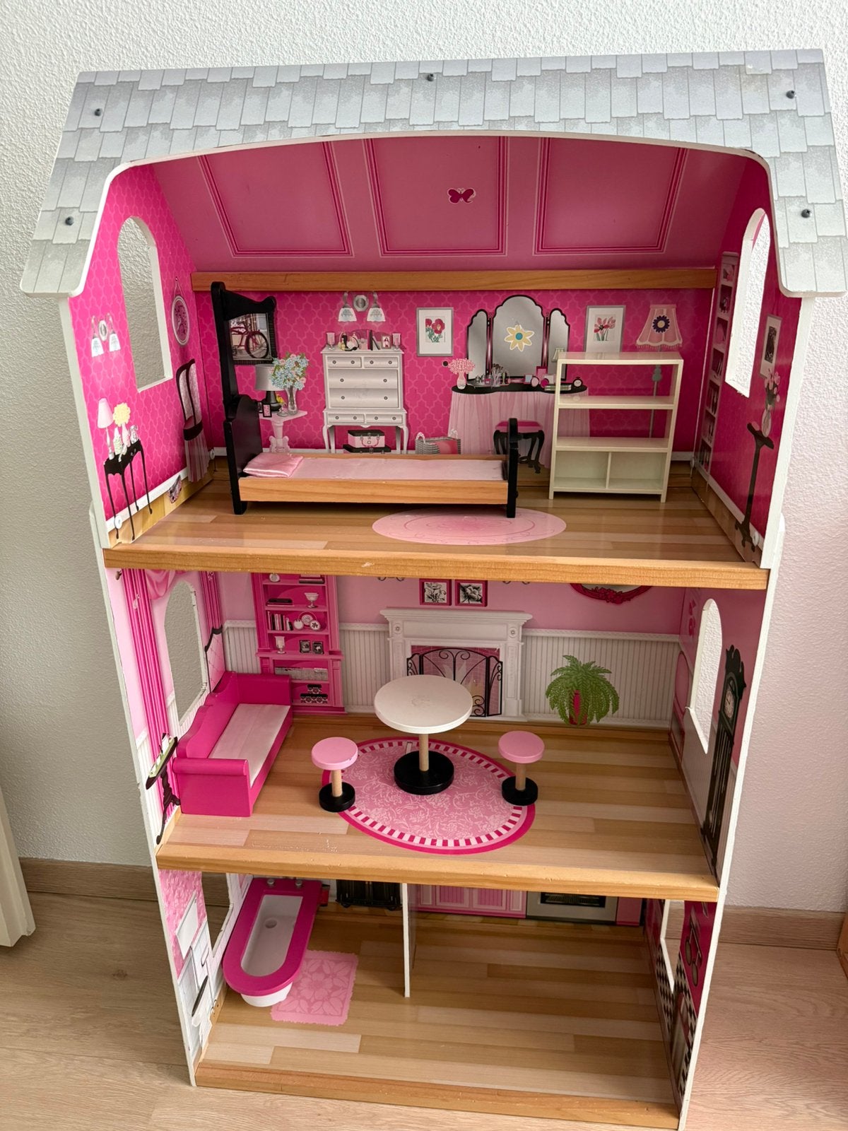 Kidkraft Barbie poppenhuis roze zwart barbiehuis, Ophalen, Gebruikt, Poppenhuis