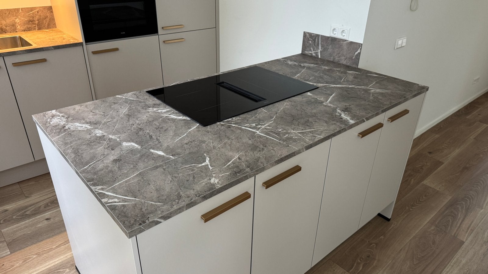 Greengridz Keukenblad voor Kookeiland en wand met spoelbak, Huis en Inrichting, Ophalen, Grijs, Overige materialen, Overige merken