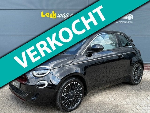 Fiat 500 C e La Prima 42 kWh Cabrio *camera *leder * JBL *17, Auto's, Fiat, Gebruikt, 118 pk, Cabriolet, 4 stoelen
