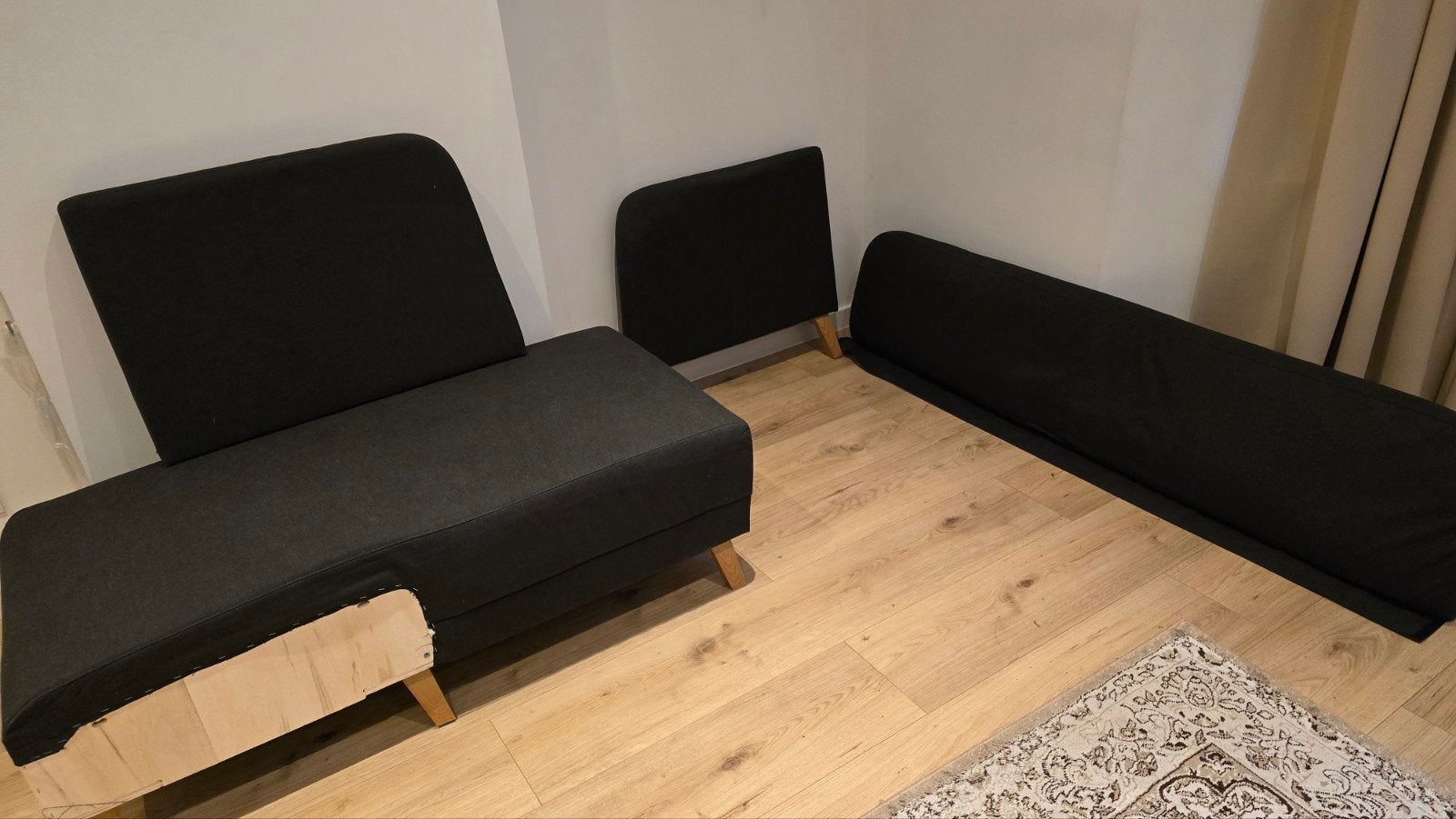 IKEA LINANÄS 3-zitsbank met chaise longue, snel ophalen, Ophalen, Zo goed als nieuw, Driepersoons, Stof