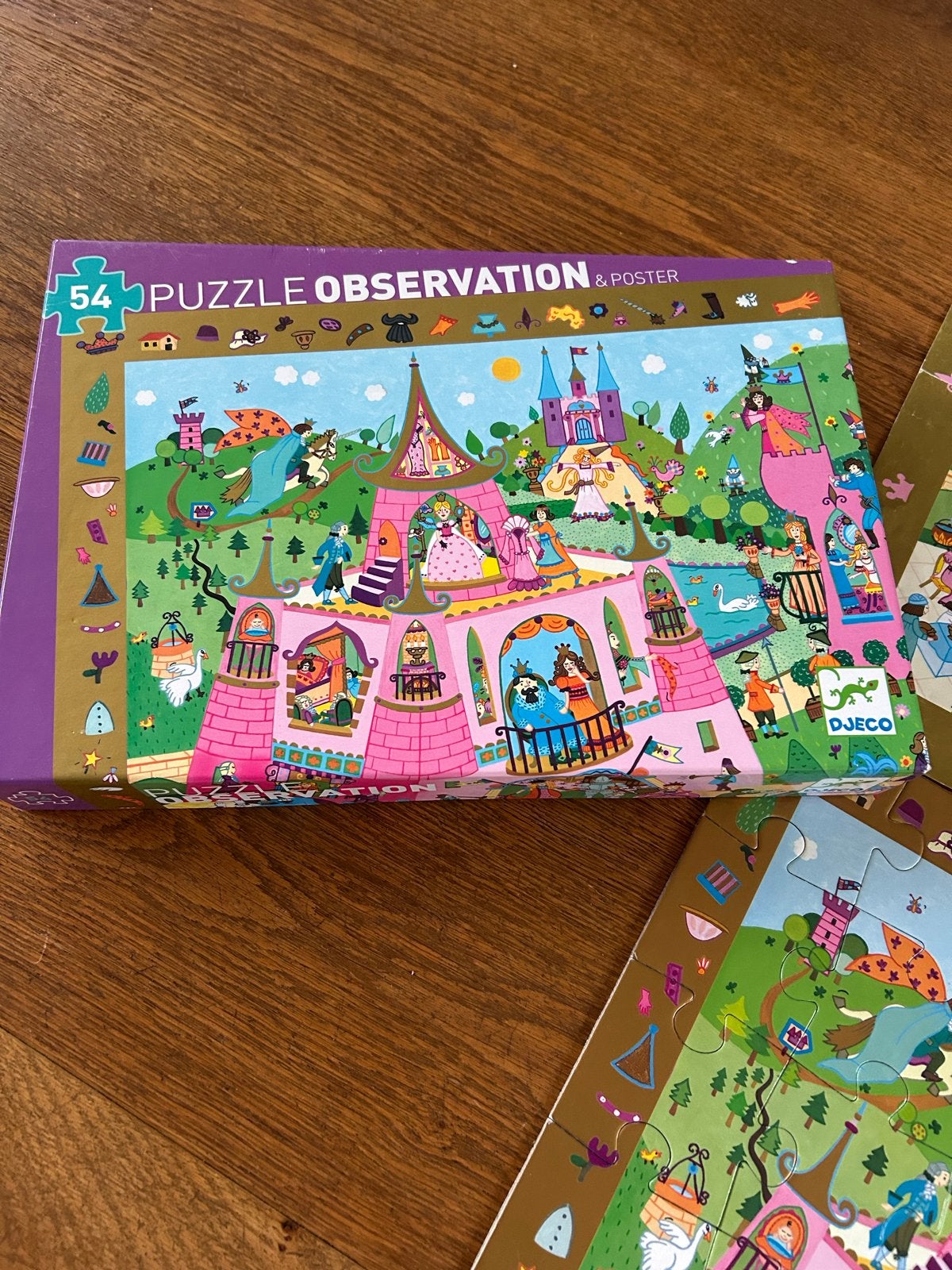 Djeco Observatie Puzzel Kasteel 54 stukjes, Kinderen en Baby's, Speelgoed | Kinderpuzzels, Ophalen of Verzenden, 10 tot 50 stukjes