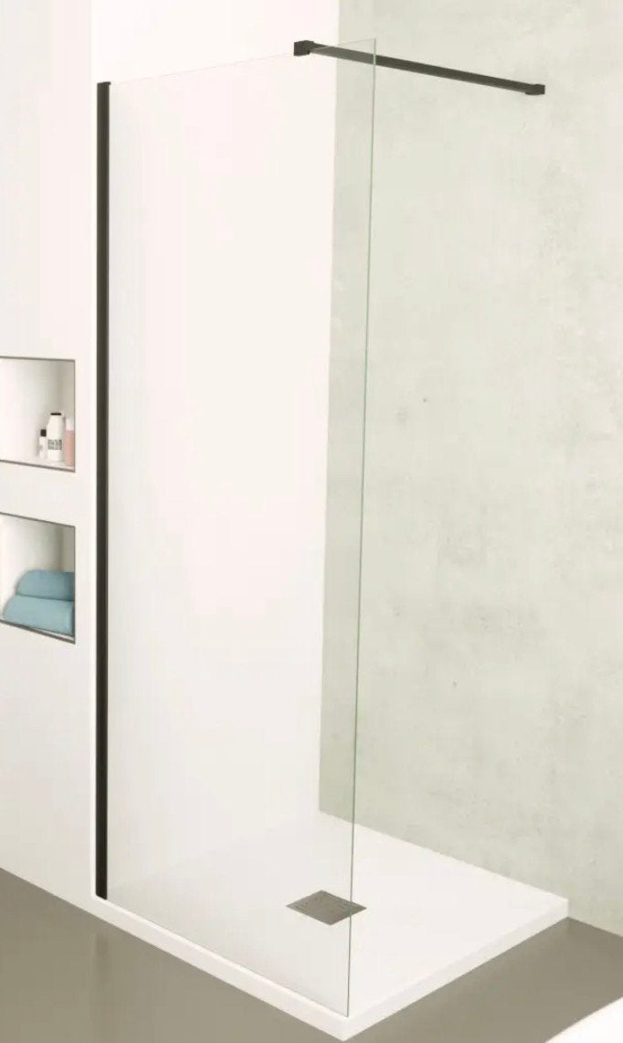 Douchewand 90cm helder anti-kalk incl zwart profiel & stang, Doe-het-zelf en Verbouw, Sanitair, Ophalen, Nieuw, Glas, Douche