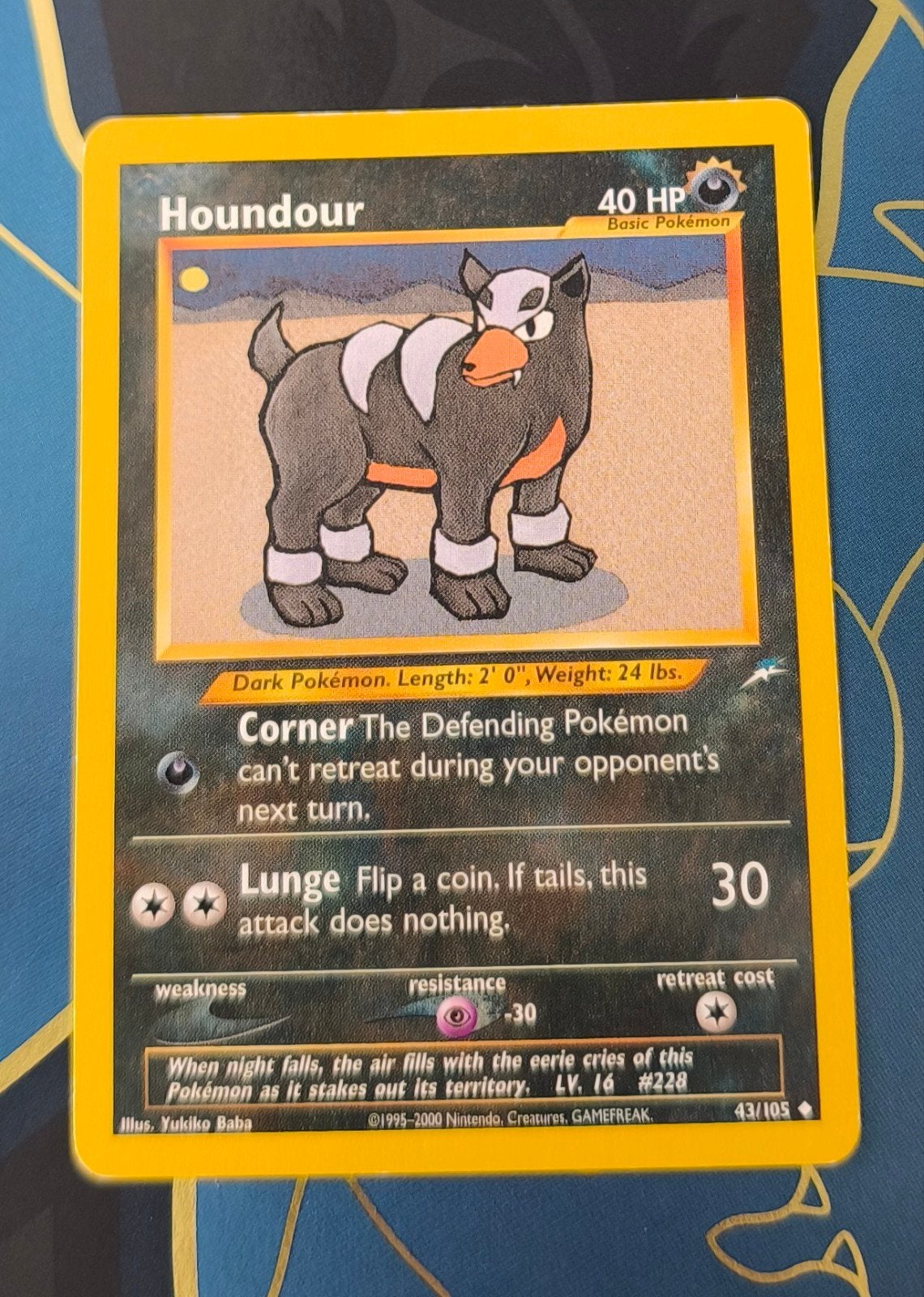 Pokémon Kaart Houndour 43/105 Neo Destiny, Ophalen of Verzenden, Gebruikt, Losse kaart